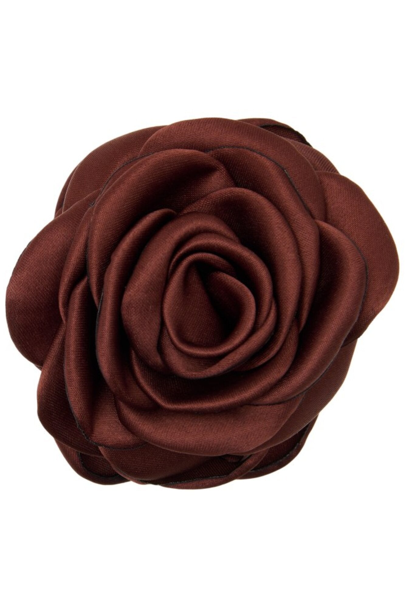 Small Satin Rose hårklemme - Chocolate